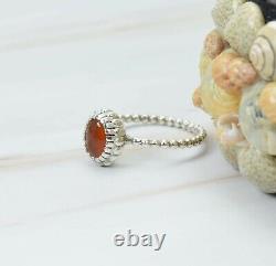 Beautiful Arrive! Natural Red Carnelian Gemstone Silver Plated Ring Jewelry