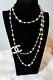 Beautiful Authentic Chanel Classic Large Cc Long Pearl Necklace Double Strand