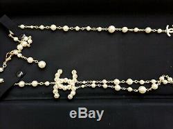 Beautiful Authentic CHANEL Classic Large CC Long Pearl Necklace Double Strand