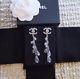 Beautiful Authentic Chanel Classic Silver Crystal Cc Earrings