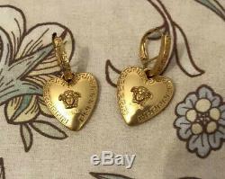 Beautiful Authentic Versace Gold Medusa Heart Shaped Earrings