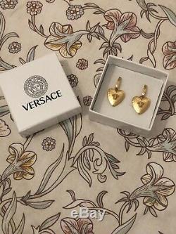 Beautiful Authentic Versace Gold Medusa Heart Shaped Earrings