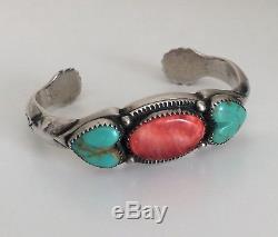 Beautiful Calvin Martinez Sterling Silver Turquoise and Spiny Oyster Cuff