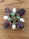 Beautiful Chanel Gripoix Amethyst And Pearl Large Brooch 2005