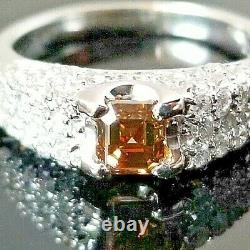 Beautiful Cognac Step Cut Diamond Engagement/Fashion Platinum ring SZ 4.5