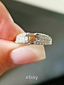 Beautiful Cognac Step Cut Diamond Engagement/Fashion Platinum ring SZ 4.5