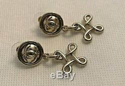 Beautiful Estate Chanel Gold/Silver Tone CC Logo Knot Dangle Earrings
