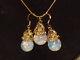 Beautiful Floating Opals Snow Globe Pendant And Earrings Gold Filled