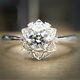 Beautiful Flower Style Engagement & Wedding Ring 14k White Gold 2.10 Ct Diamond