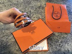 Beautiful Hermes Hapi Bracelet Tan with Silver Buckle and Box