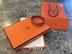 Beautiful Hermes Hapi Bracelet Tan with Silver Buckle and Box