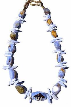 Beautiful Huge Rare Natural Chalcedony 23 Long Stylish Necklace