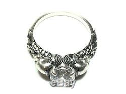 Beautiful Ladies Sterling Silver CZ Skull Ring Size 8.25 Signed VANCARO