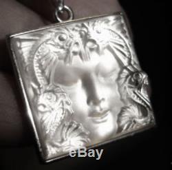 Beautiful Lalique Crystal Masque De Femme Omega Necklace Solid Silver 925