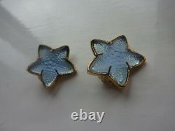 Beautiful Lalique Oceania Light Blue Starfish Crystal Earrings