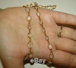 Beautiful, Long, Vintage Antique Style 9 Ct Gold Lush Moonstone Necklace