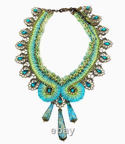 Beautiful Michal Negrin Colourful Fabric Crystals Necklace Unique