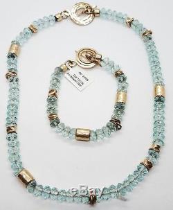 Beautiful Modern Gold Filled Plated Aquamarine Ladies Necklace and Bracelet
