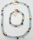 Beautiful Modern Gold Filled Plated Aquamarine Ladies Necklace And Bracelet