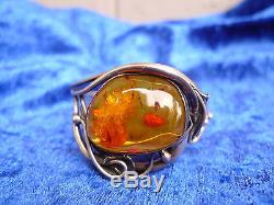 Beautiful, Old BRACELET 800 Silver with Amber Art Nouveau