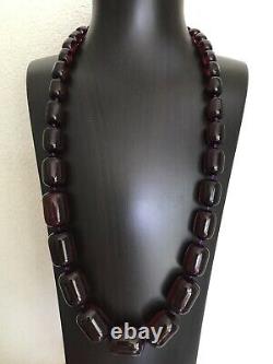 Beautiful Old Germany Big Faturan Cherry Amber Bakelite Beads Necklace 111grams
