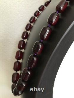 Beautiful Old Germany Big Faturan Cherry Amber Bakelite Beads Necklace 111grams
