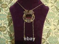 Beautiful Original Antique Art Nouveau Amethyst Paste Stones Lavalier necklace