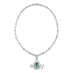 Beautiful Oval Cut Green Emerald & White CZ 12.60 CT Wonderful Necklace Pendant