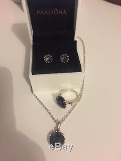 Beautiful Pandora Necklace, Earrings And Ring Set