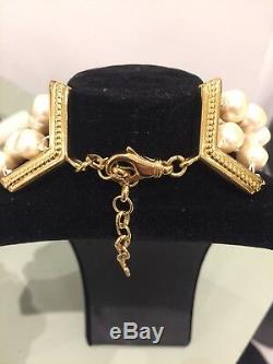 Beautiful Pre Owned Vintage Christian Dior Pearl Choker Necklace Triple Strand