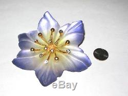 Beautiful RARE Vintage ALEXIS BITTAR LUCITE LARGE FLOWER WITH RHINESTONE Brooch