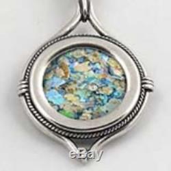 Beautiful Round Woman 925 Sterling Silver Roman Glass Pendant