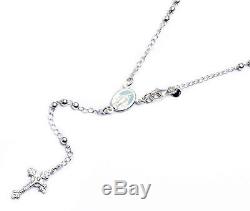 Beautiful! Silver Bead Rosary. 925 Sterling Silver Chain 2.5mm-5mm 16-24