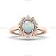 Beautiful Statement Engagement Ring 14k Gold Opalite Diamond Gemstone Jewelry