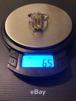 Beautiful Tacori IV Sterling Silver 3 Ct Yellow CZ Ring Size 8 1/2