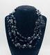Beautiful Vendome 4 Strand Jet Black Glass Beaded Necklace Vintage Jewelry