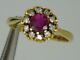 Beautiful Vintage 18ct Yellow Gold Deco Style Ruby & Diamond Ring C1987