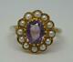 Beautiful Vintage Antique Style 9ct Gold Pearl & Amethyst Ring Uk Size N 1/2