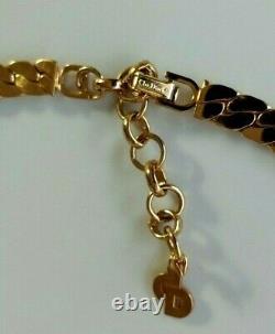 Beautiful Vintage Christian Dior Choker Necklace Gold Tone Rhinestone Faux Pearl