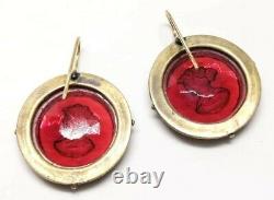 Beautiful Vintage Collectible Trendy Earrings with Glass Cameo Intaglio. Extazia