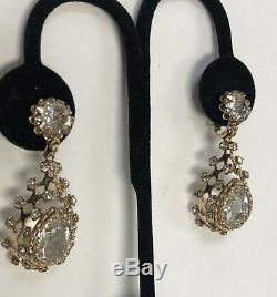 Beautiful Vintage Signed CHRISTIAN DIOR CLIP ON EARRING Fabulous Rhinestones