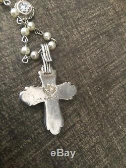 Beautiful Virgins Saints And Angels 4 Strand Pearl Cross Necklace Magdalena