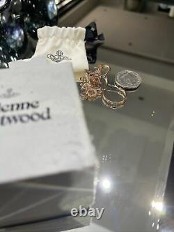 Beautiful Vivienne Westwood Miranda Rose Gold Hoop Earrings With Crystals & Orb