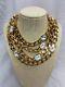 Beautiful Vtg Statement St. John Clear Crystal Gold Tone Necklace