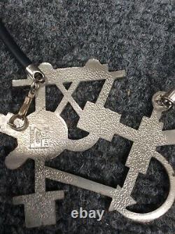 Beautiful Vtg Zanini Acme Studios Modernist Enamel Silver Tone pendant necklace