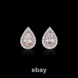 Beautiful White & Pink 1.64 Carat Cubic Zirconia 925 Real Silver Stud Earrings