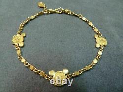 Beautiful Women's Charm Mickey Mouse Shape Bracelet 7 14k Yellow Gold Finish