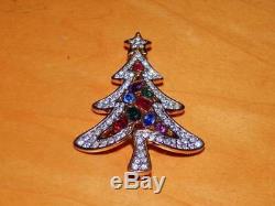 Beautiful Year 2001 Swarovski Crystal Christmas Tree Brooch Pin Stunning Color