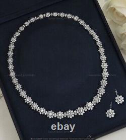 Beauty 38 CT Round Simulated Diamond Tennis Necklace 925 Silver Gold Plated