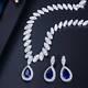 Beauty 8.19 Ct Pear Simulated Sapphire Diamond 925 Silver Gold Plated Necklaces